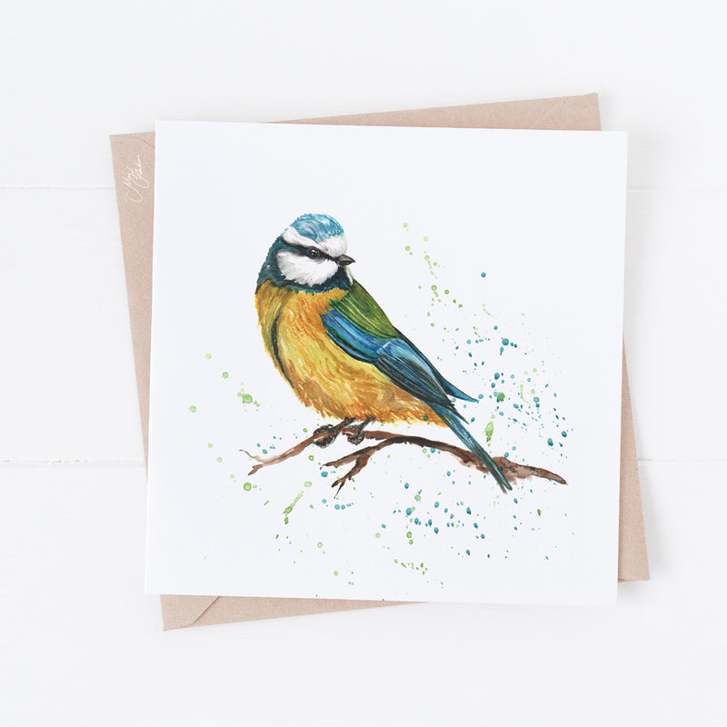Blue Tit British Birds Greeting Card By Meg Hawkins