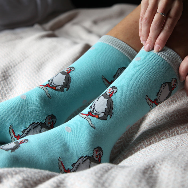 Puffin Design Socks by Meg Hawkins