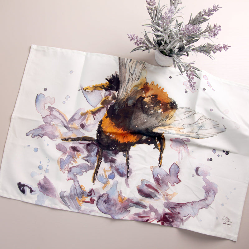 Bee on Heather Design Cotton Teatowel