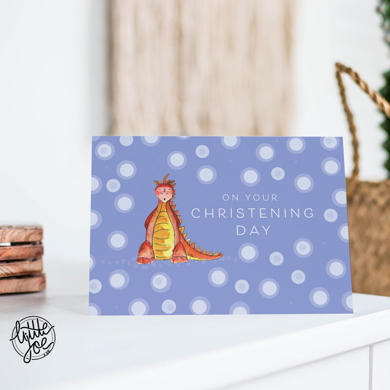 Christening Cards,Dinosaur card,by Meg Hawkins,Little joe