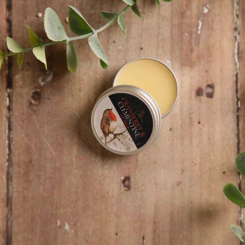 Cranberry and Clementine Lip Balm With Robin Design