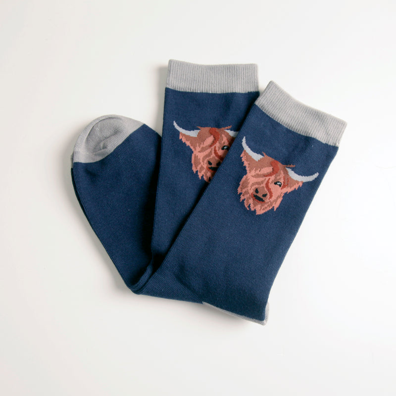 Highland Cow Design Socks By Meg Hawkins