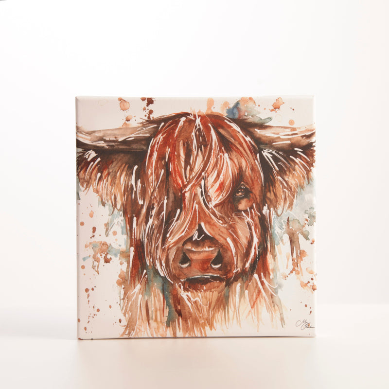 Highland Cow Watercolour Canvas