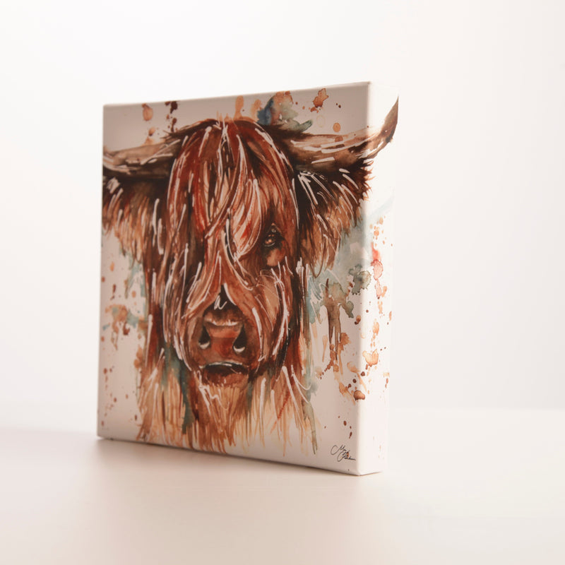 Highland Cow Watercolour Canvas