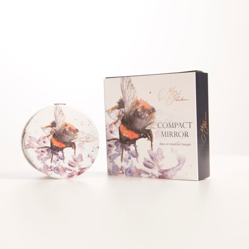 Bee on Heather Design Watercolour Compact Mirror