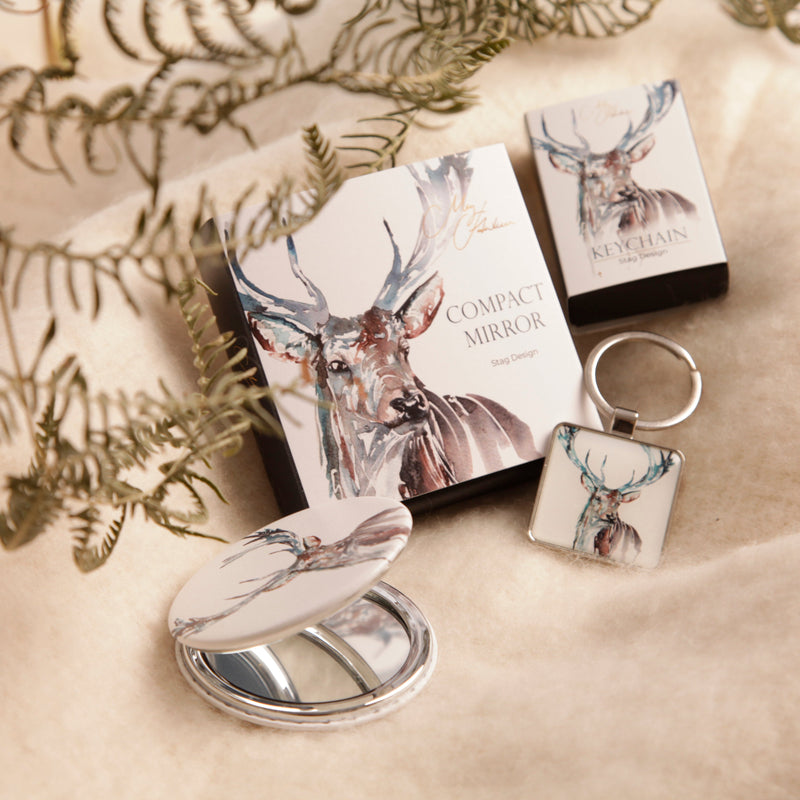 Stag Design Watercolour Compact Mirror