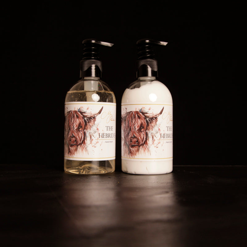 The Hebrides Hand Lotion with Highland Cow Design