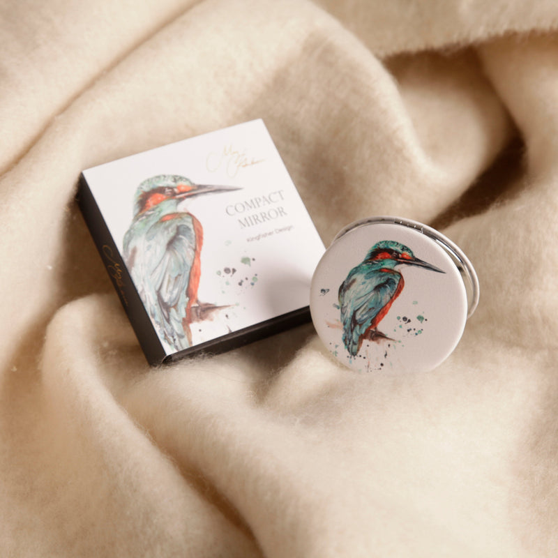 Kingfisher Design Watercolour Compact Mirror