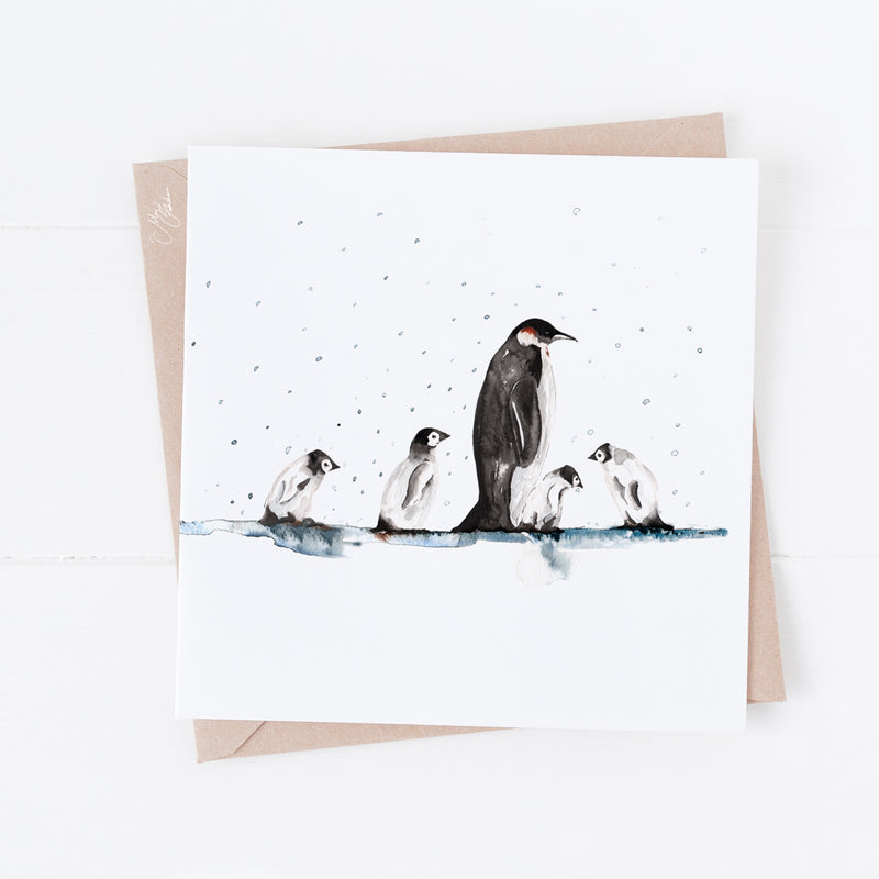 Penguin Family greeting Card By Meg Hawkins