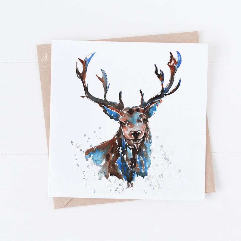 Stag Water Colour Greeting Card By Meg Hawkins