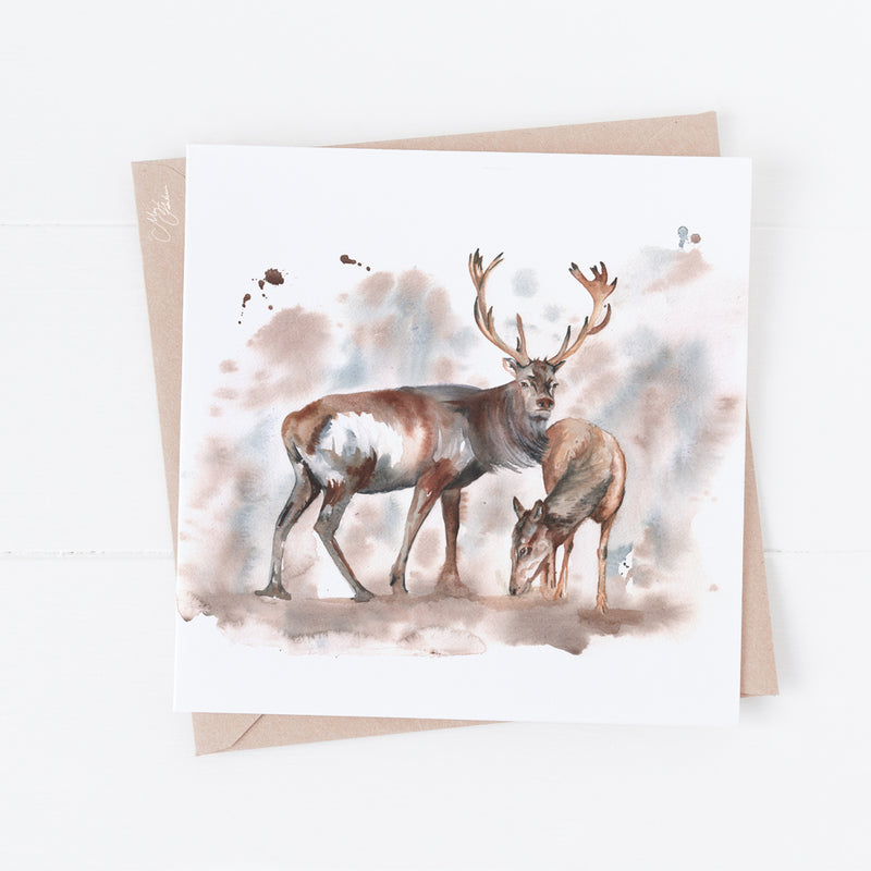 stag And Doe Greeting Card By Meg Hawkins