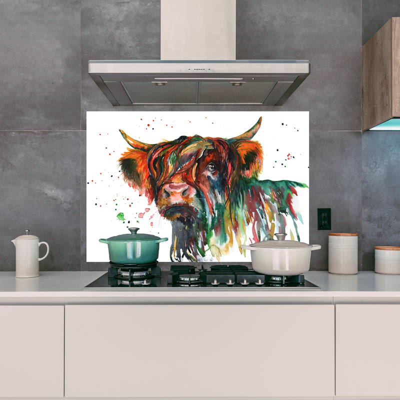 Highland Cow Design Splashback By Meg Hawkins