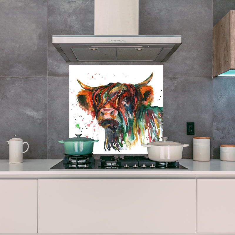 Highland Cow Design Splashback By Meg Hawkins