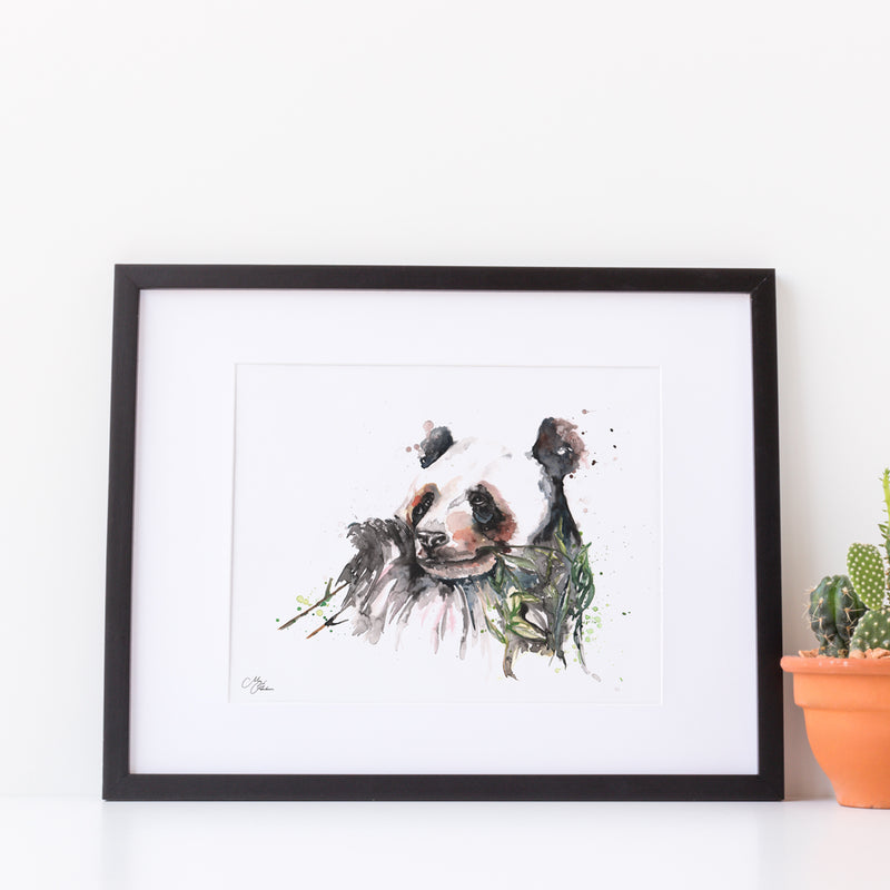 Panda Water colour A4 Mounted print with 14 x 11" Mount (Frame not included) By Meg Hawkins