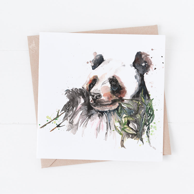 Panda Water Colour Greeting card By Meg hawkins