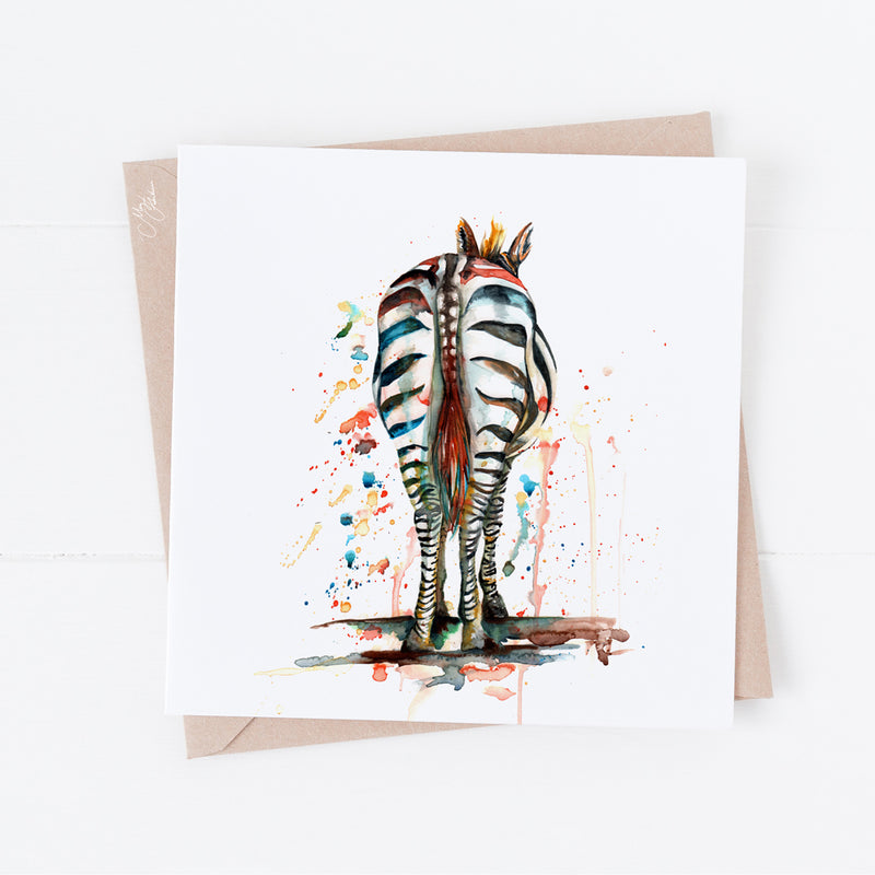Multicoloured Zebra Card By Meg Hawkins 