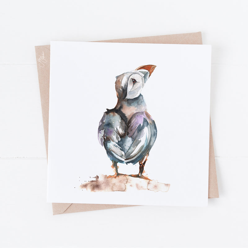Puffin Water Colour Greeting Card By Meg Hawkins