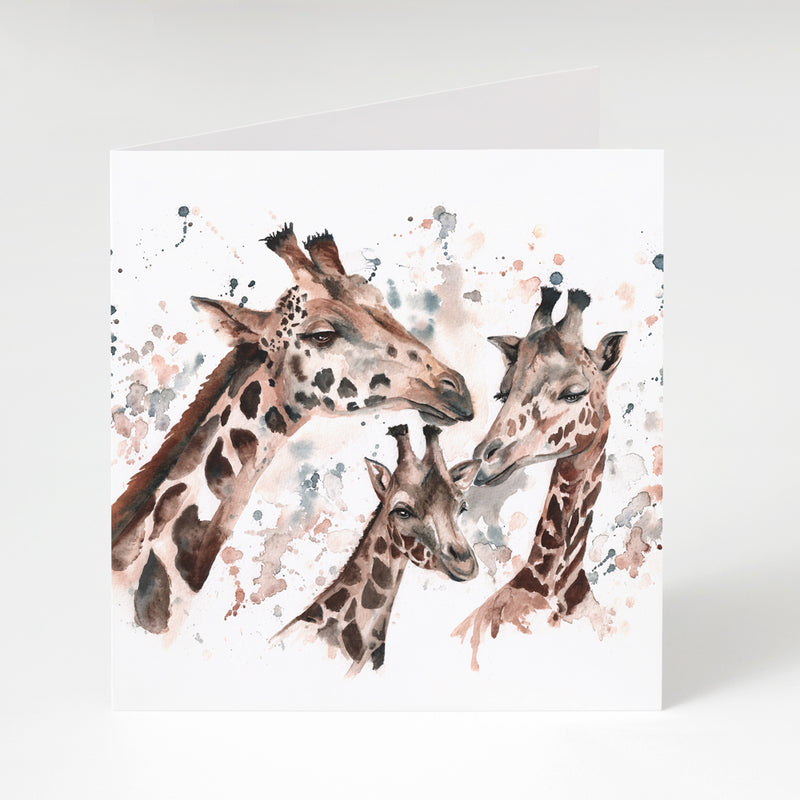 Giraffe Watercolour Print, Giraffe Wall Art by Meg Hawkins, Giraffe Family Greeting Card