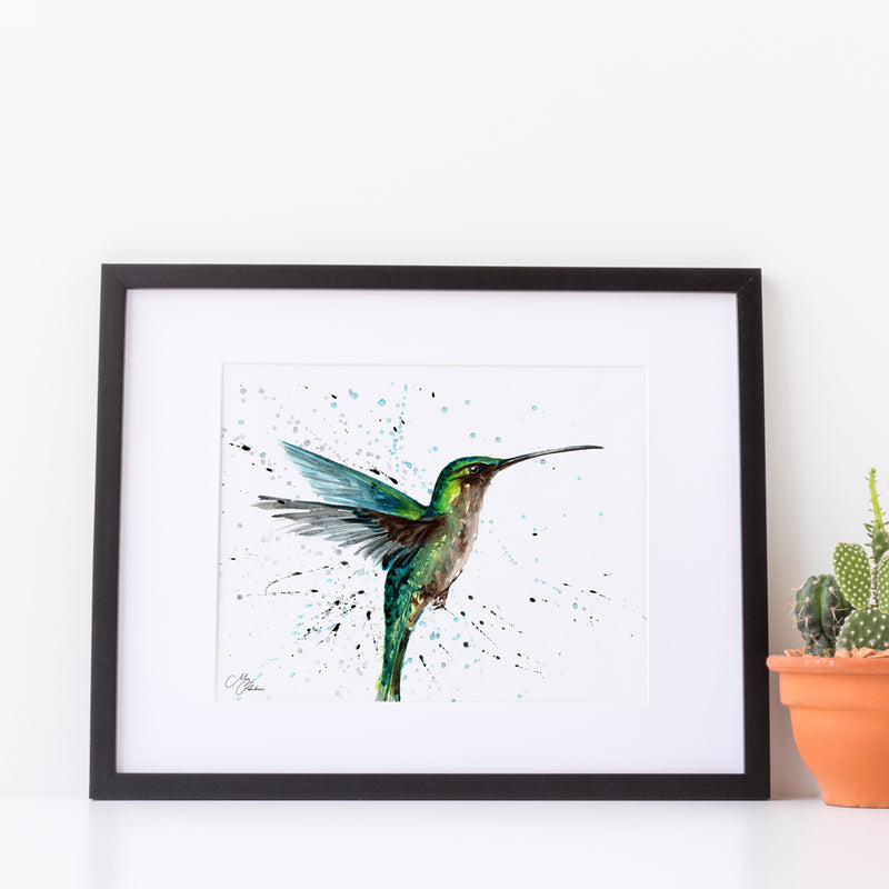 Hummingbird A4 Mounted print with 14 x 11" Mount (Frame not included) By Meg Hawkins