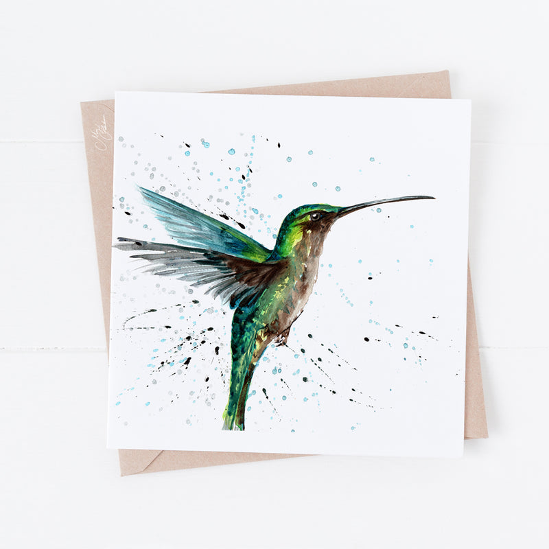 Hummingbird greeting Card By Meg Hawkins