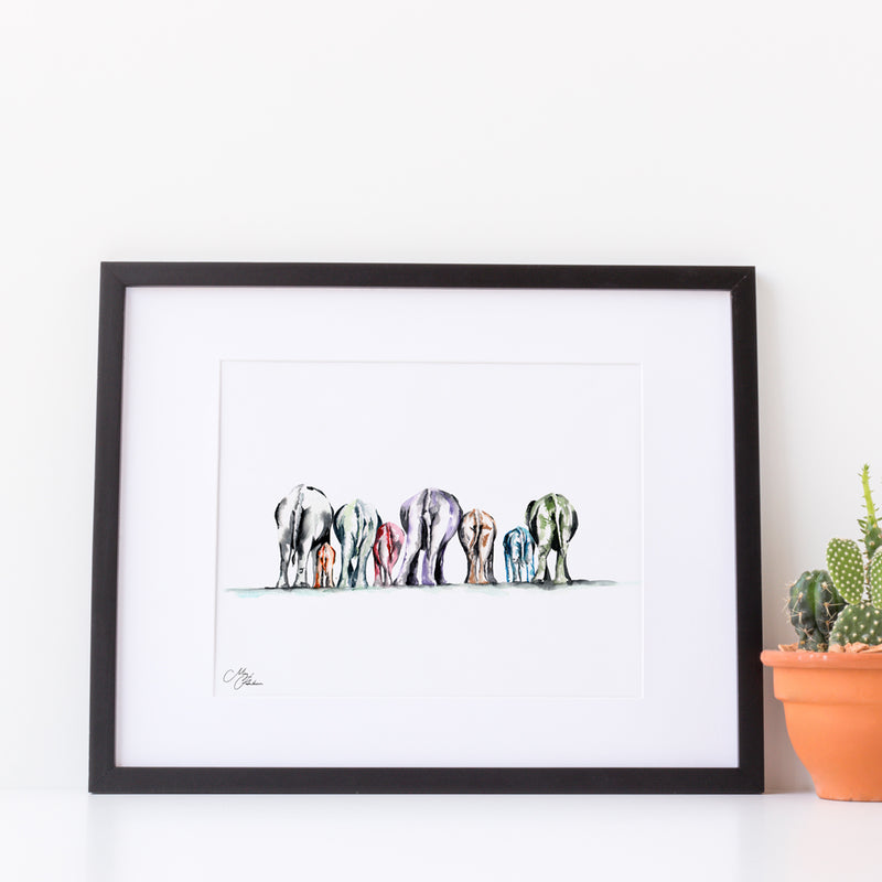Elephant A4 Mounted print with 14 x 11" Mount (Frame not included) By Meg Hawkins