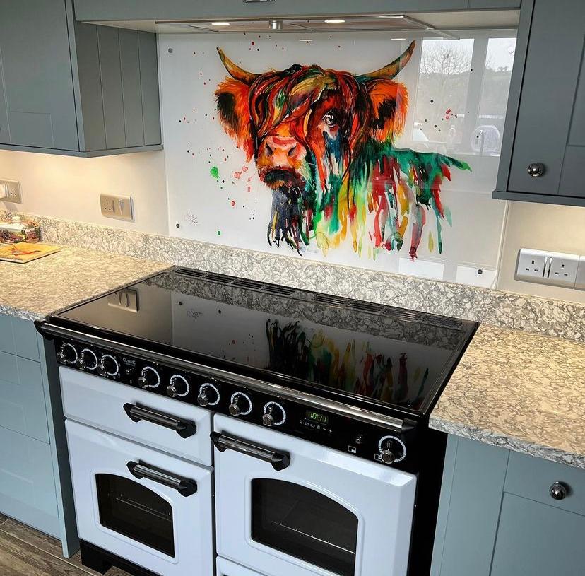 Highland Cow Design Splashback By Meg Hawkins