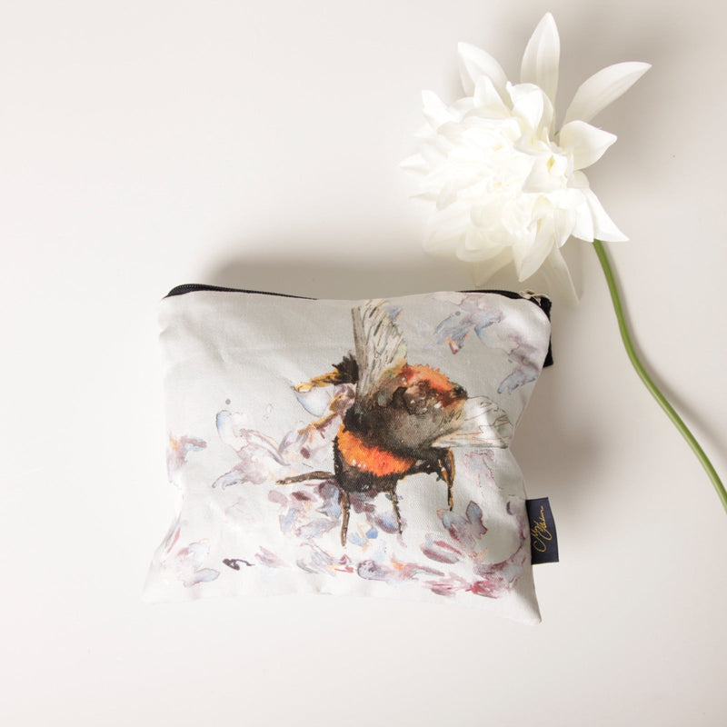 Bee on Heather Cotton Cosmetic Bags
